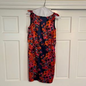 Evan Picone Floral Dress - Navy and Orange